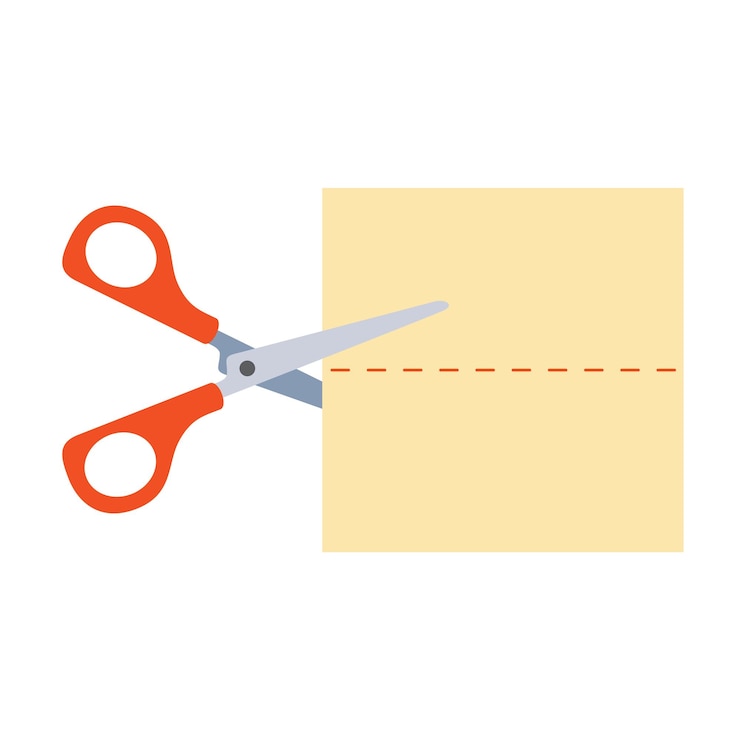 Vector drawing of cutting paper with scissors