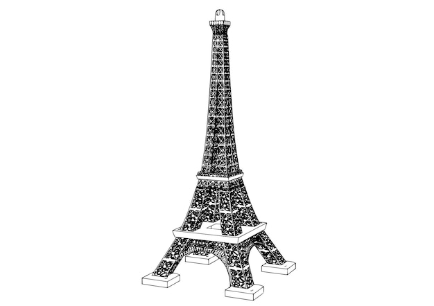 Drawing sketch of the Eiffel Tower on a white background vector