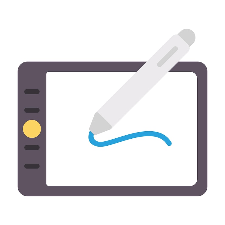 Vector drawing tablet flat illustration