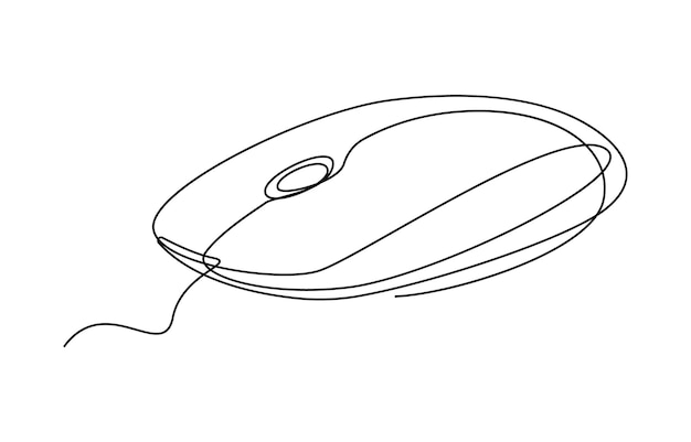 drawn continuous one line computer mouse logo vector illustration computer mouse black stroke