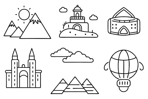 Dream Travel Line Art Serene Odyssey Outlined