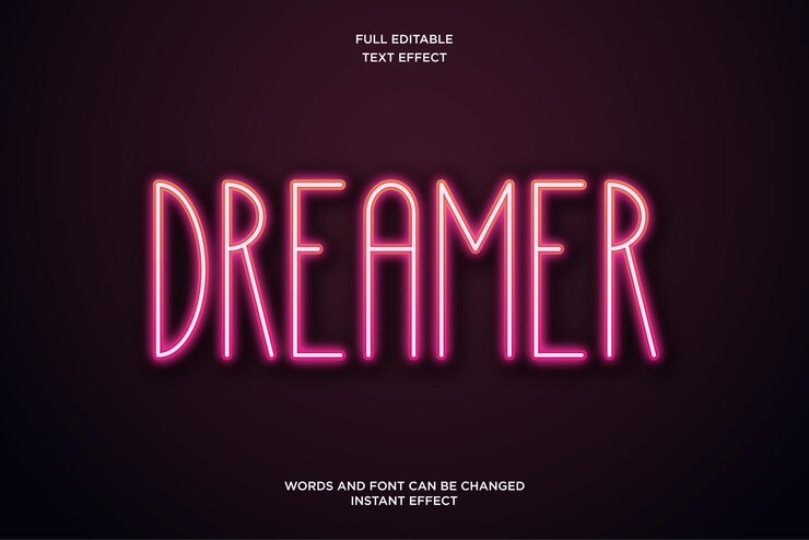 Dreamer Neon Lights Editable Text Effect Neon Club Text