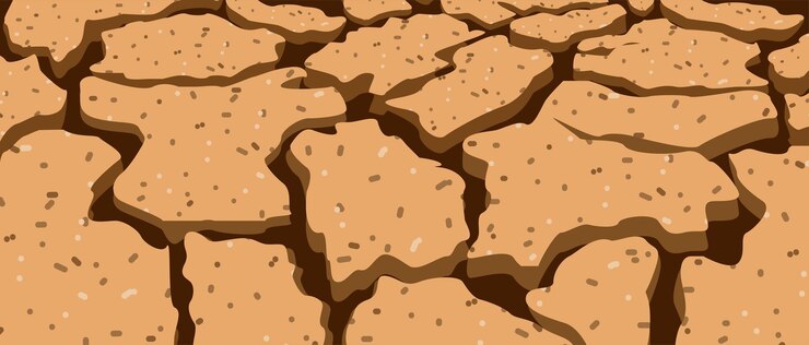Vector drought desert texture. brown background. global warming. cracked earth. vector illustration