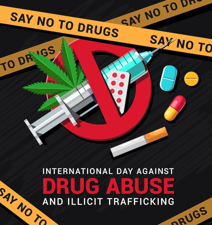 Vector drug abuse campaign clipart banner say no to drugs clip art poster for stop illegal medicine addict