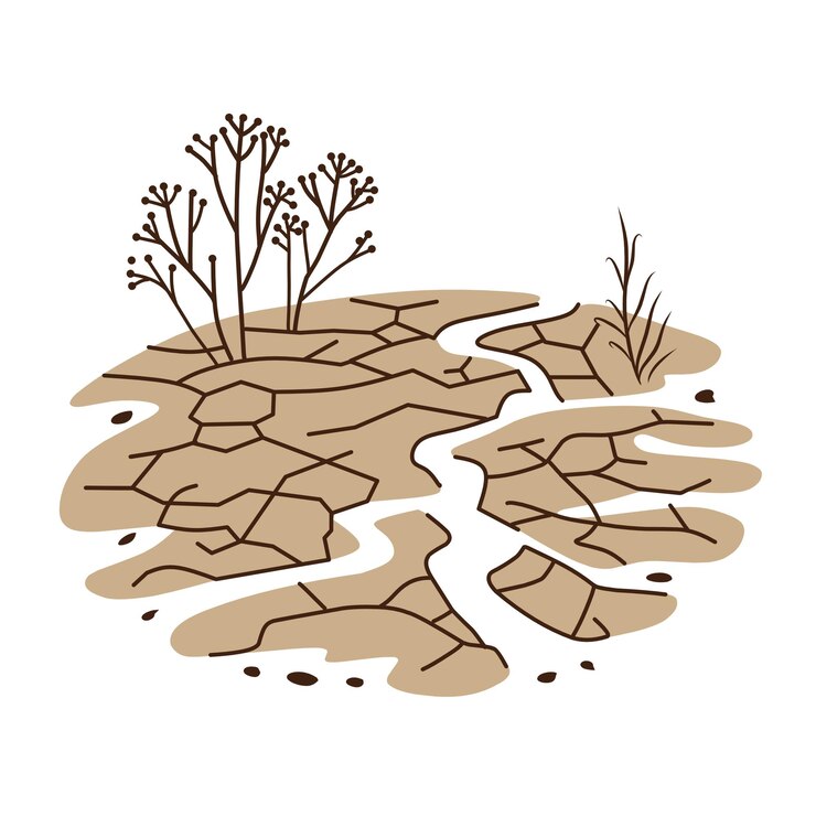 Vector dry cracked earth illustration