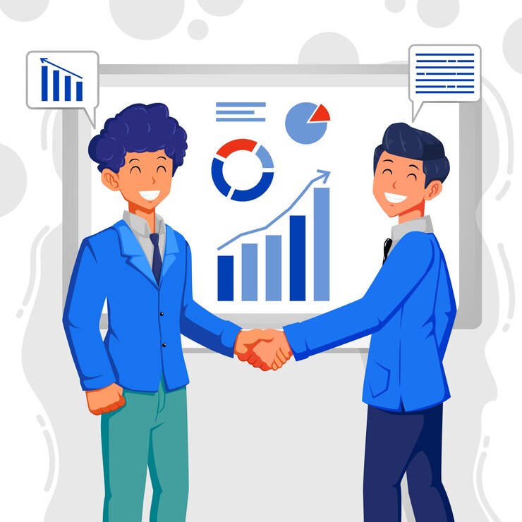 Vector dua orang melakukan kolaborasi kerja