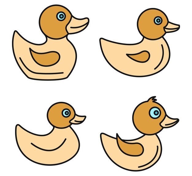 duck icons set outline set of duck vector icons thin line color flat on white