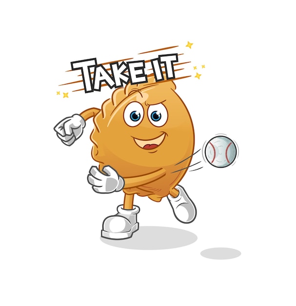 Dumpling throwing baseball vector cartoon character