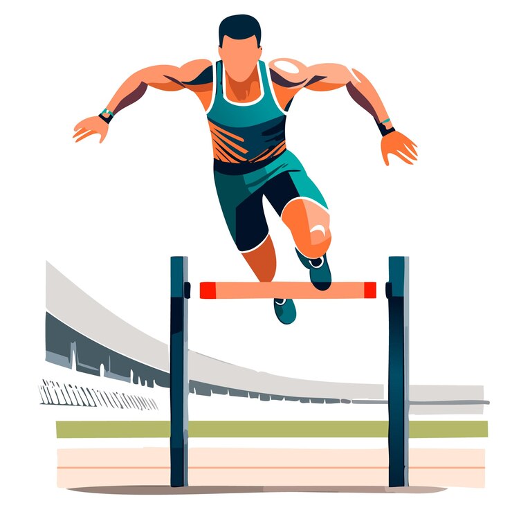 Vector dynamic hurdle an athletes leap over barriers illustrated in vibrant vector art