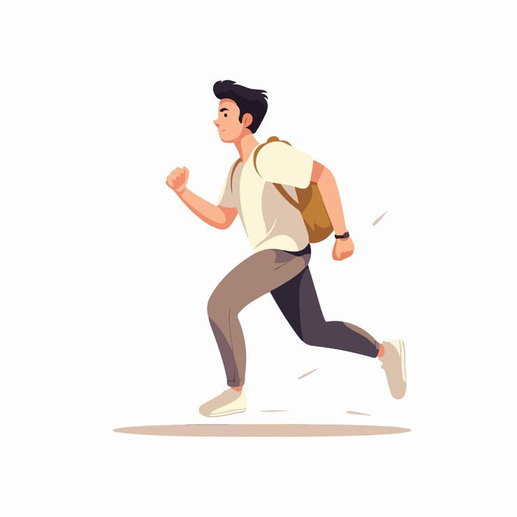 Vector dynamic man walking fast in haste faceless person rushing energetically ahead