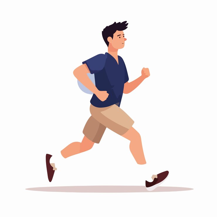 Vector dynamic man walking fast in haste faceless person rushing energetically ahead