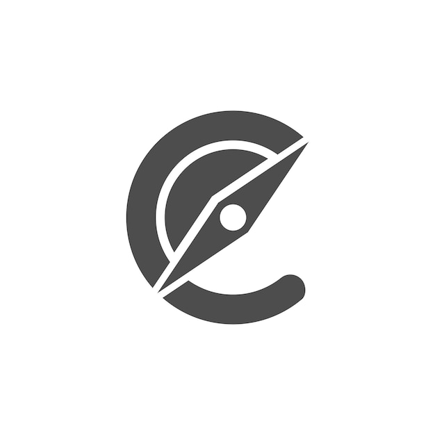 E Initial Logo Concept Compass Circular Tool