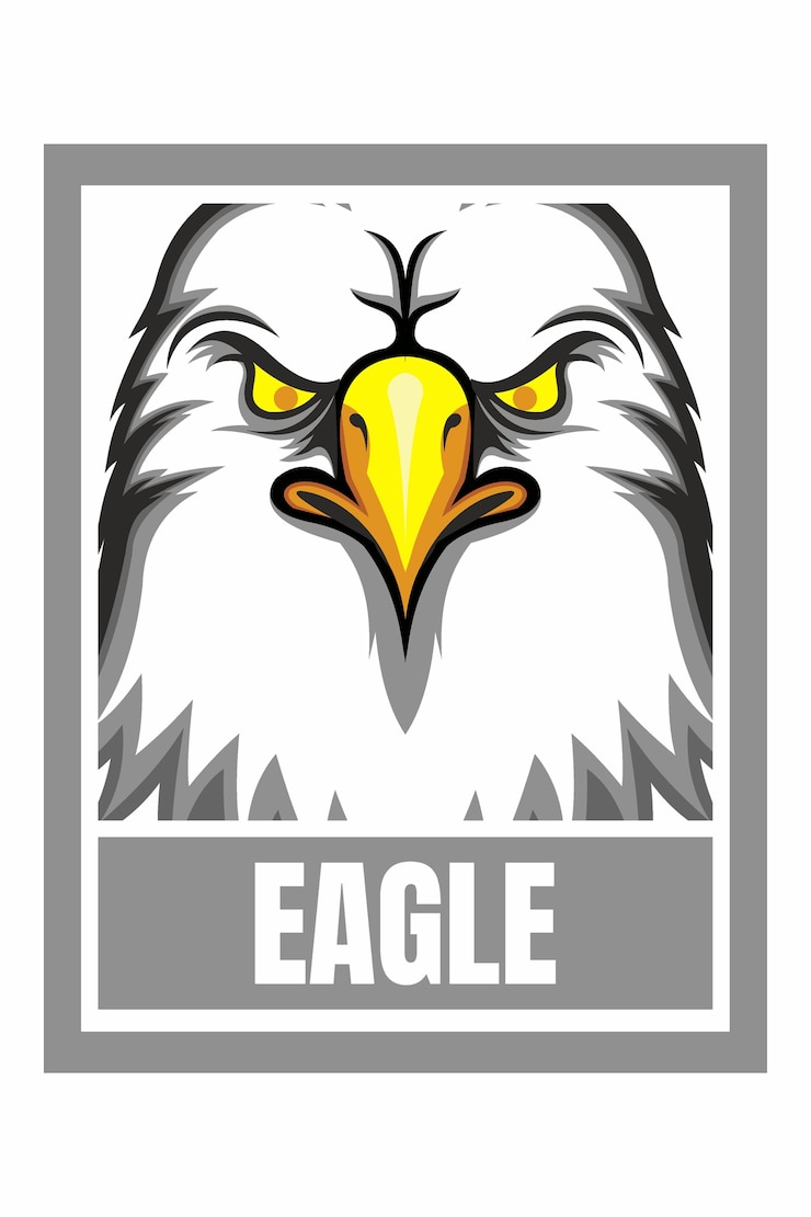 Vector eagle face design frame illustration isolated