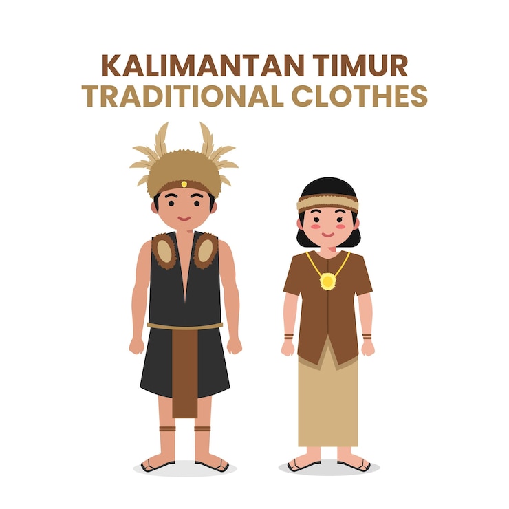 Vector east kalimantan traditional clothes