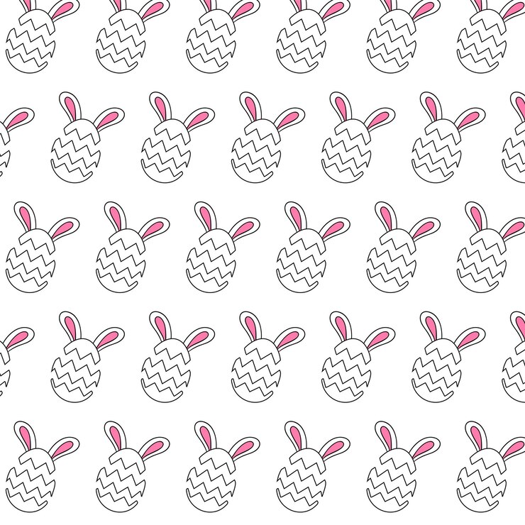 Vector easter egg bunny pattern on white background