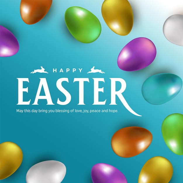 Easter eggs and paper cut flowers on geometric background Vector illustration Place for your text