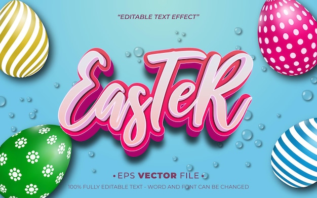 Easter text effect editable 3d vector realistic in a blue background