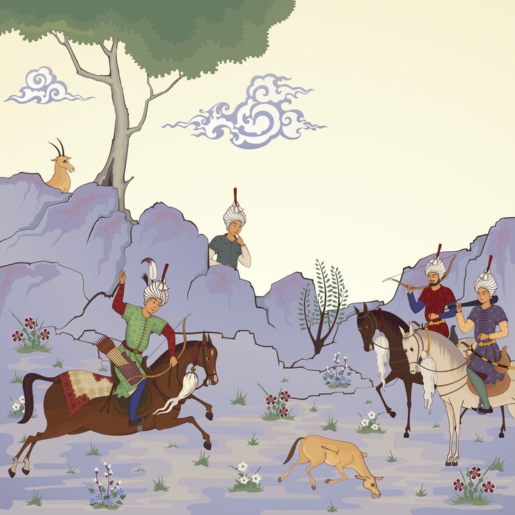 Vector eastern medieval. historical illustration.