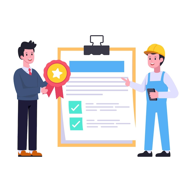 Vector easy to use flat illustration of engineering certificate