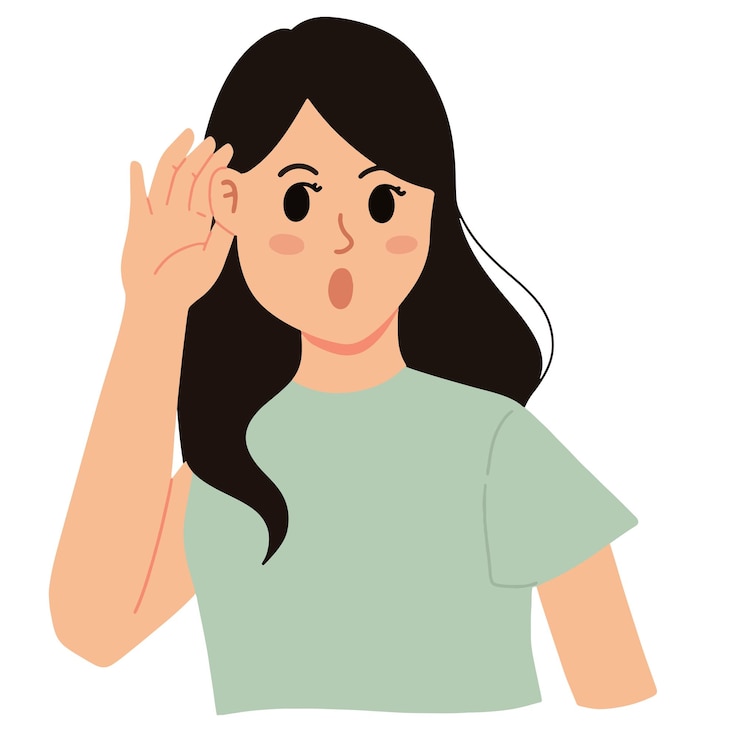Vector eavesdropping curious shocked woman illustration