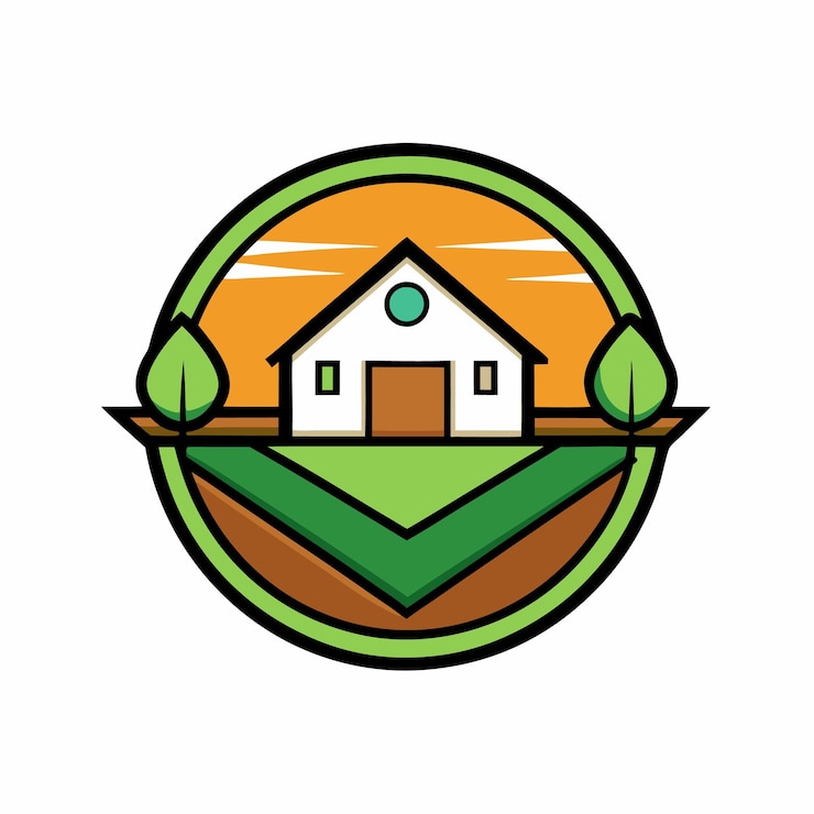 Vector eco friendly ecological farm house logo design