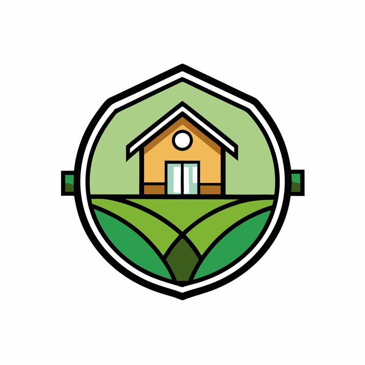 Vector eco friendly ecological farm house logo design