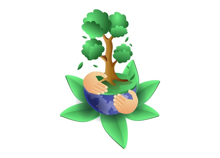 Vector eco green embraces the green earth