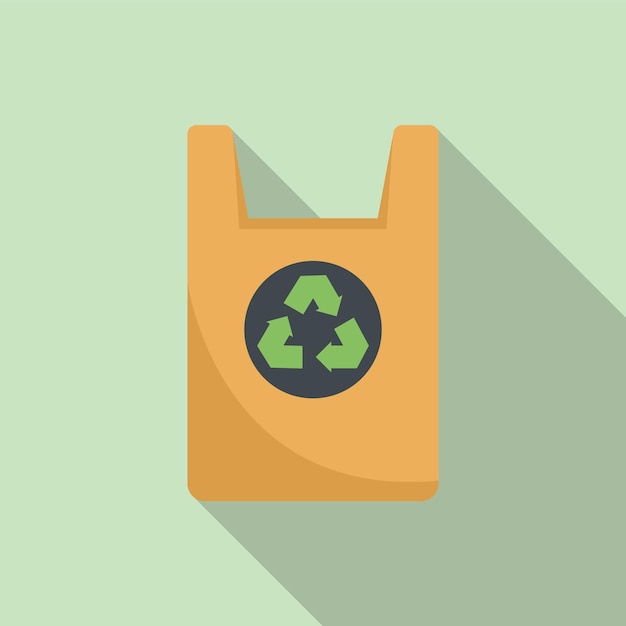 Eco package icon flat vector Reusable fabric bag Market package
