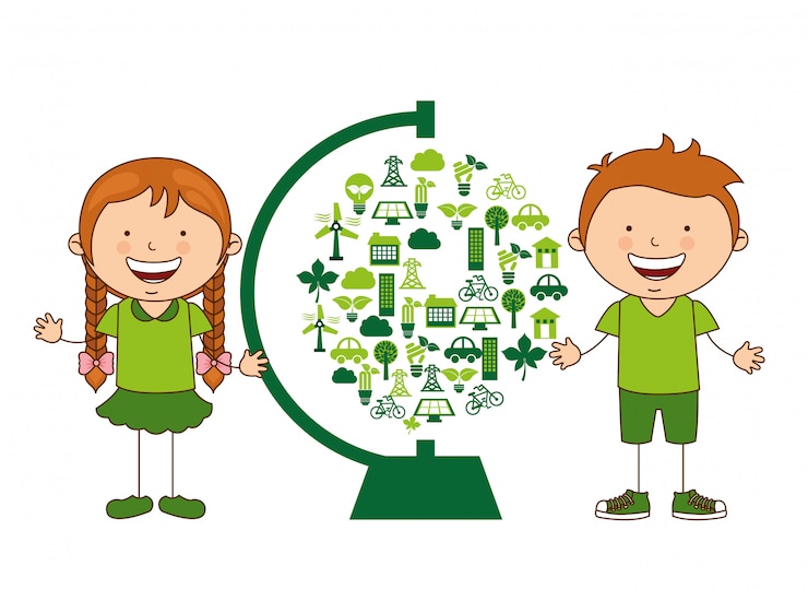 Vector ecological kids 