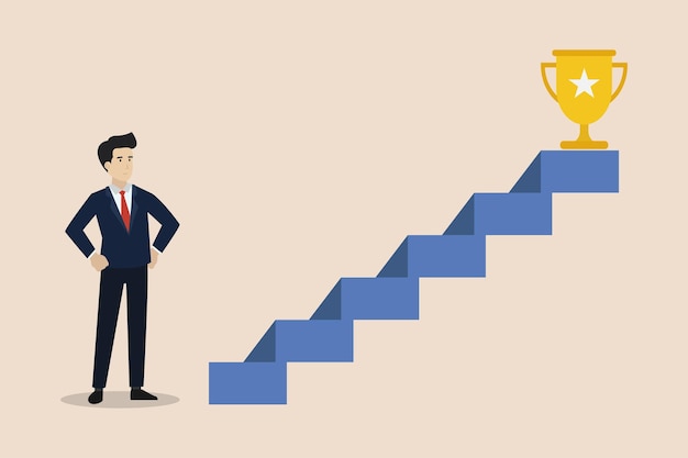 economic prosperity growing business profits smart businessman climbing the ladder of success