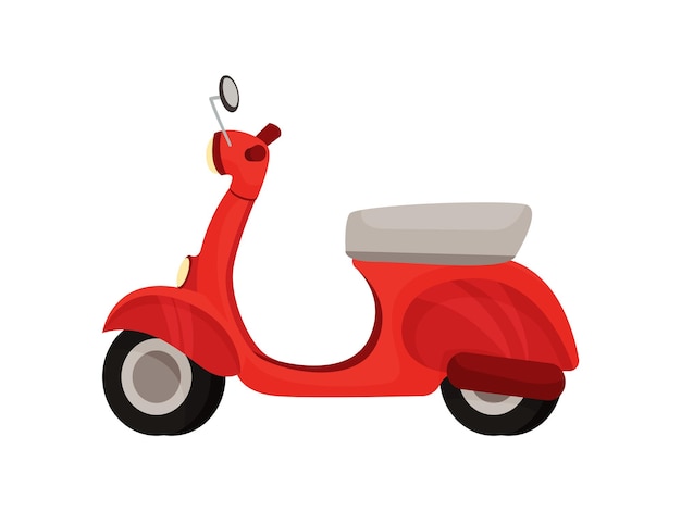 Economical red moped vector illustration on white background