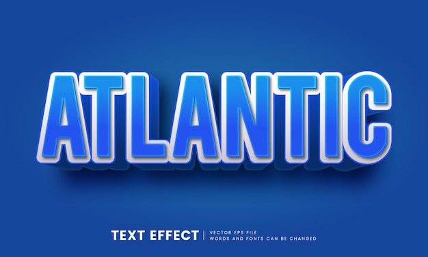 editable 3d blue atlantic text effect fancy font style perfect for heading and title