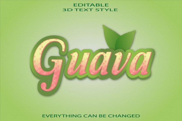 editable 3d guava text effect style premium vector