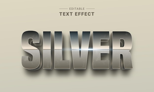 Editable 3D Silver Chrome Metallic Text Effect