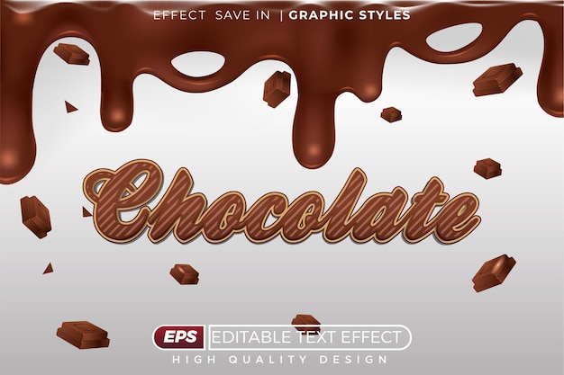 Editable 3d text effect chocolate