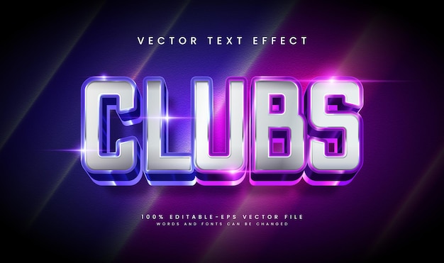 Editable 3D Text Effect Clubs Neon Design