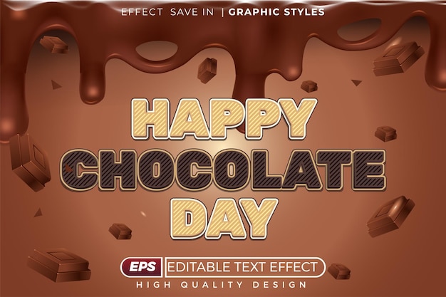 Editable 3d text effect happy chocolate day