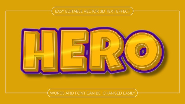 Editable 3d text effect hero text style