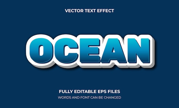 editable 3d text effect template with ocean style