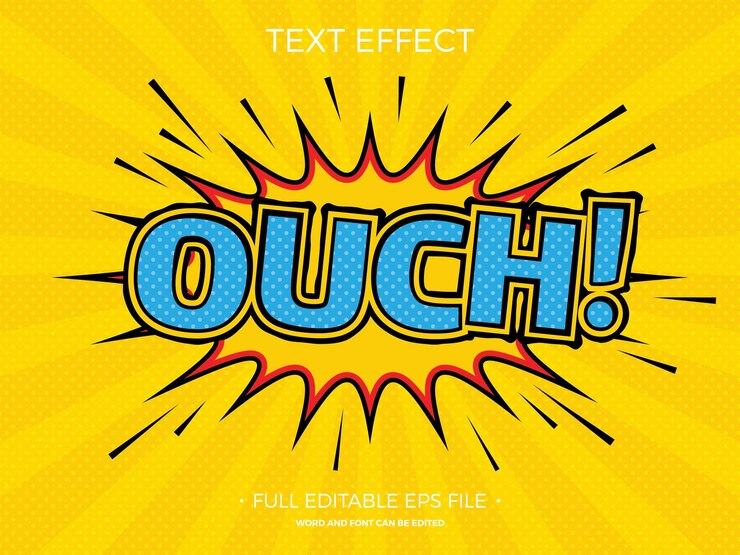 Vector editable comic book text effect with vibrant colors style editable text