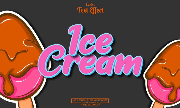 editable cute text effect in ice cream style with black background