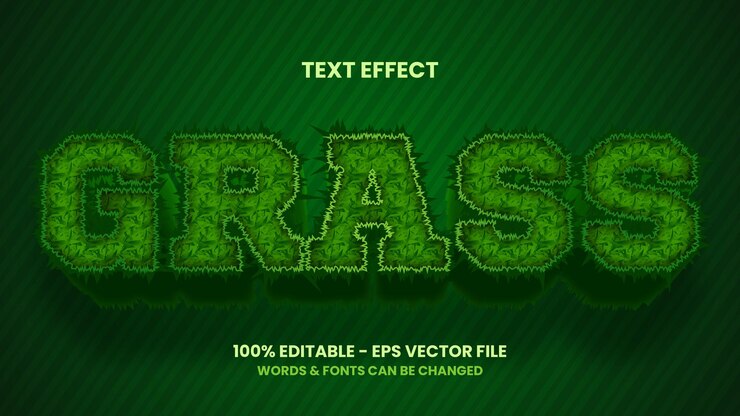 Vector editable grass text effect template