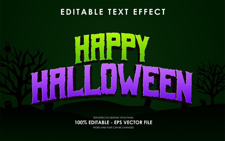 Vector editable happy halloween text effect