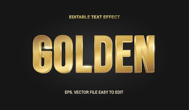 editable text effect 3d golden shiny