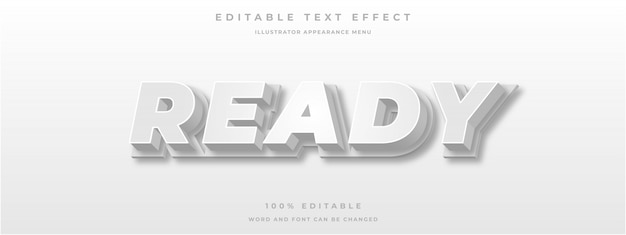 Editable text effect 3d white text style