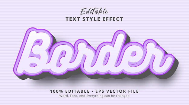 editable text effect, border text on girly color style effect