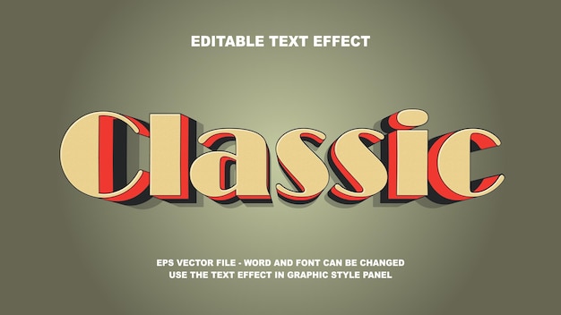 Editable Text Effect Classic 3D Vector Template