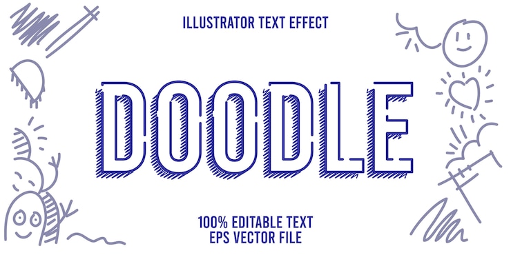 Vector editable text effect   doodle style