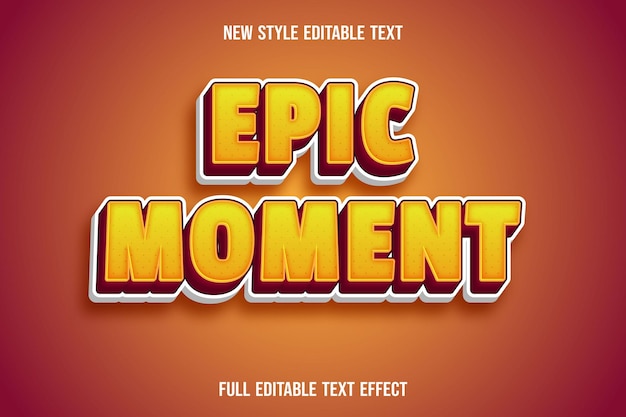 editable text effect epic moment color yellow and red