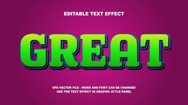 editable text effect great 3d vector template